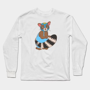 Funny Raccoon Luchador Wrestler Long Sleeve T-Shirt